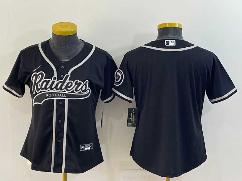 Women%27s Las Vegas Raiders Blank Black With Patch Cool Base Stitched Baseball Jersey->women nfl jersey->Women Jersey